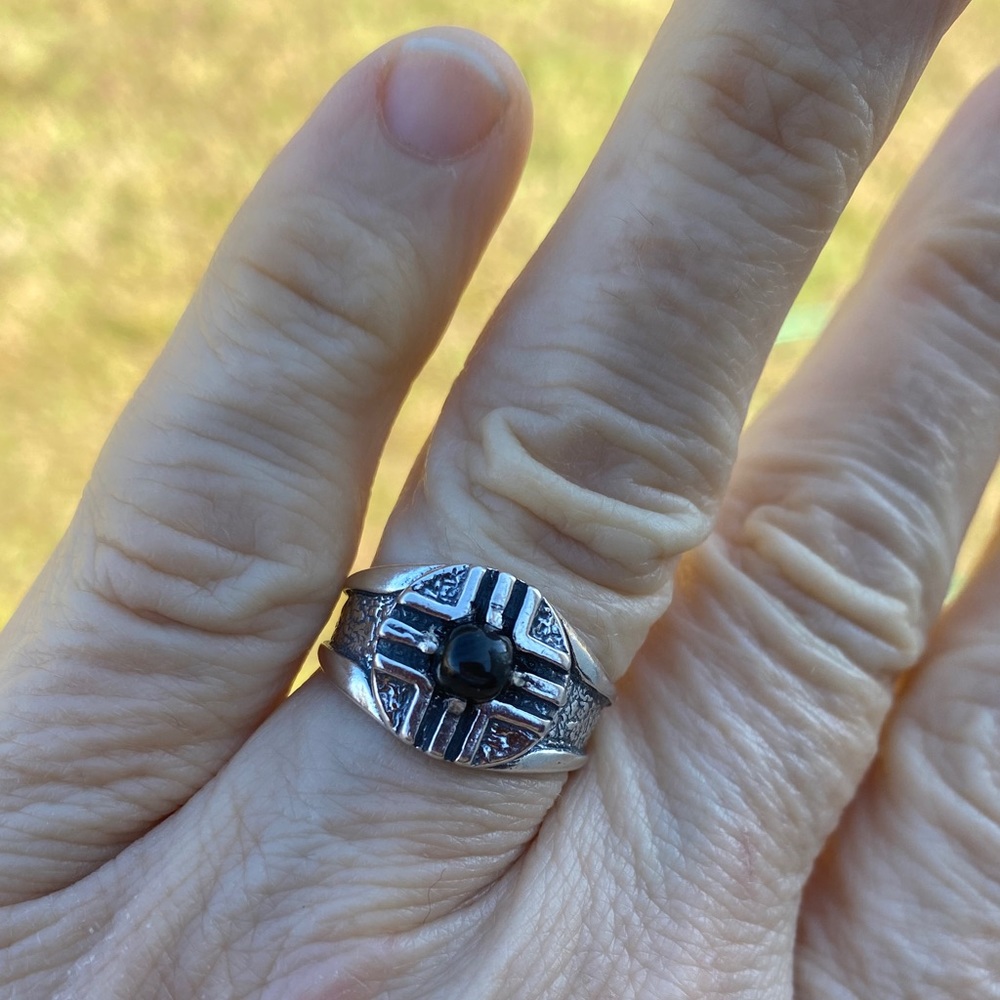 MEDICINE WHEEL Ring .925 Sterling Silver w/ genuine Star Diopside made in USA - Picture 3 of 14